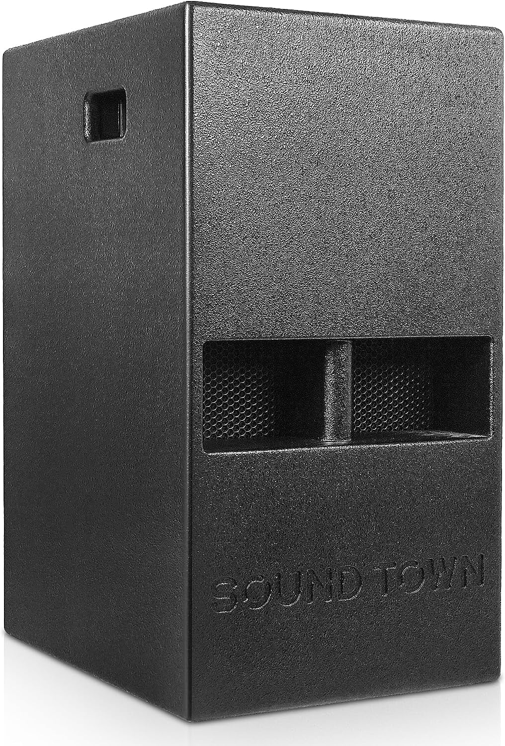 Sound Town 1400 Watts 12" Powered PA/DJ Subwoofer 2.1 Channel w/ 2 Speaker Outputs, Folded Horn Design, Built-in Mixer, Plywood, Black (CARPO-M12DS)
