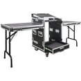 thumbnail image 1 of Sound Town 14U PA DJ Pro Audio Rack/Road ATA Case with 2U Drawer, 11U Slant Mixer Top, Two DJ Work Tables, Casters, Pro Tour Grade (MR-DR14UT2), 1 of 7