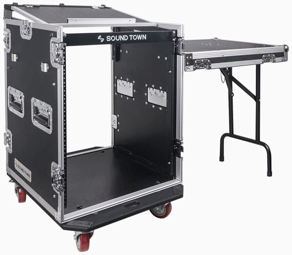 Sound Town 14U PA DJ Rack/Road ATA Case with 11U Slant Mixer Top, 20 ...