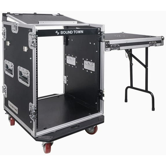 Sound Town 14U PA DJ Rack/Road ATA Case with 11U Slant Mixer Top, 20 ...