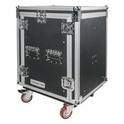 Sound Town 14U PA DJ Rack/Road Case with 11U Slant Mixer Top, 20 Rackable Depth and Casters, 14-Space ATA Case, Pro Tour Grade STMR-14UW
