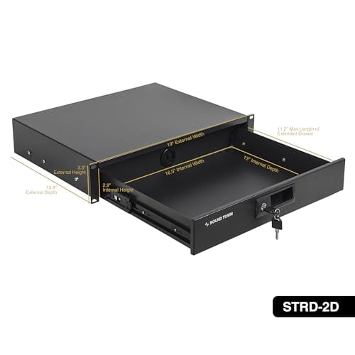 Sound Town 19-inch 2U Locking Rack Drawer, with Protection Foam (STRD ...
