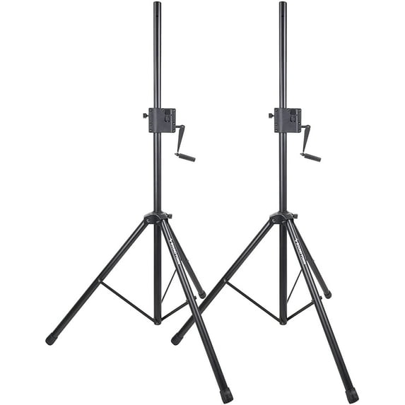 Sound Town 2-Pack Crank-Up Tripod Speaker Stands, with Carry Bags, Pole-Mount Adapter Brackets, Black (STSDA-78CU-PAIR)