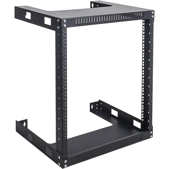 Sound Town 2-Post 12U Wall Mount Open Frame Rack, 16" Depth, for Servers, IT Equipment, Network Devices, AV, Patch Panels (ST2PWOR-12U)
