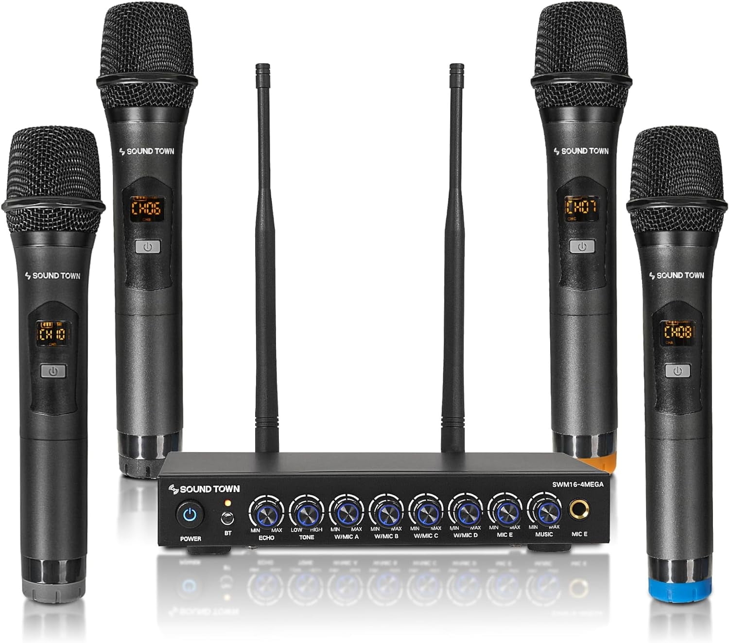 Sound Town 200 Channels Wireless Microphone Karaoke Mixer System, with