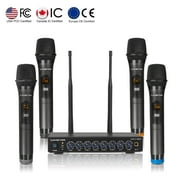 Sound Town 200 Channels Wireless Microphone Karaoke Mixer System, with 4 Metal Handheld Microphones, Optical Toslink, AUX, for Smart TV, Home Theater, Sound Bar SWM16-4MEGA