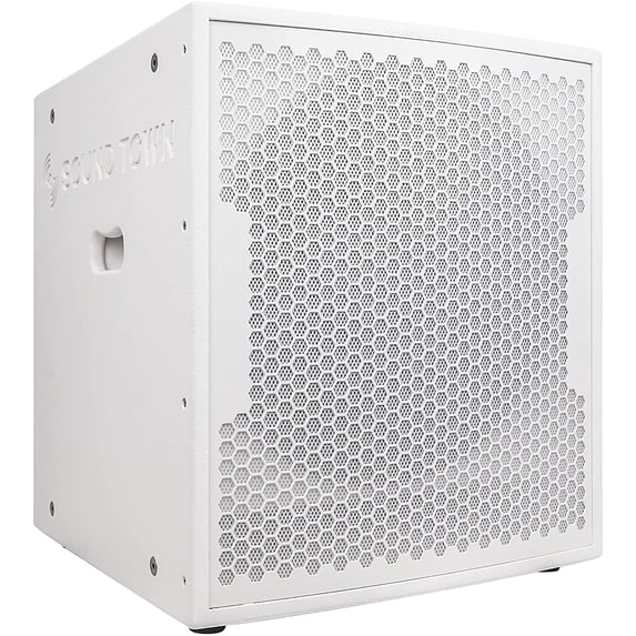 Sound Town 2000W 18" Active Powered Subwoofer with 2 Speaker Outputs, DJ/PA Pro Audio Sub with 4" Voice Coil, White (CARPO-18SWPW)