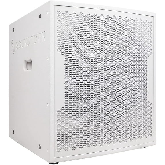 Sound Town 2000W 18" Active Powered Subwoofer with 2 Speaker Outputs, DJ/PA Pro Audio Sub with 4" Voice Coil, White (CARPO-18SWPW)