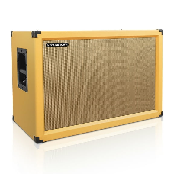Sound Town 2x12" Empty Guitar Speaker Cabinet, Birch Plywood, Orange, Wheat Cloth Grill, Compatible with Celestion/Eminence Speakers (GUC212OR-EC)