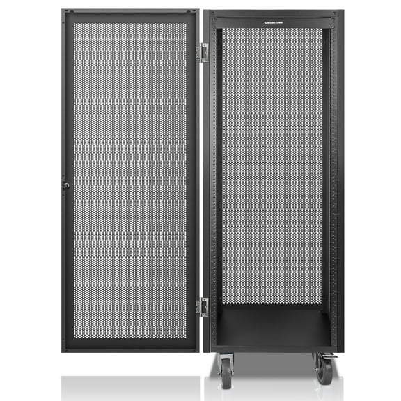 Sound Town 30U Universal Steel Rack, w/Mesh Doors, Locking Casters, Vented Side Panels for Audio Video, Server and Network Equipment (STRK-M30UWD)