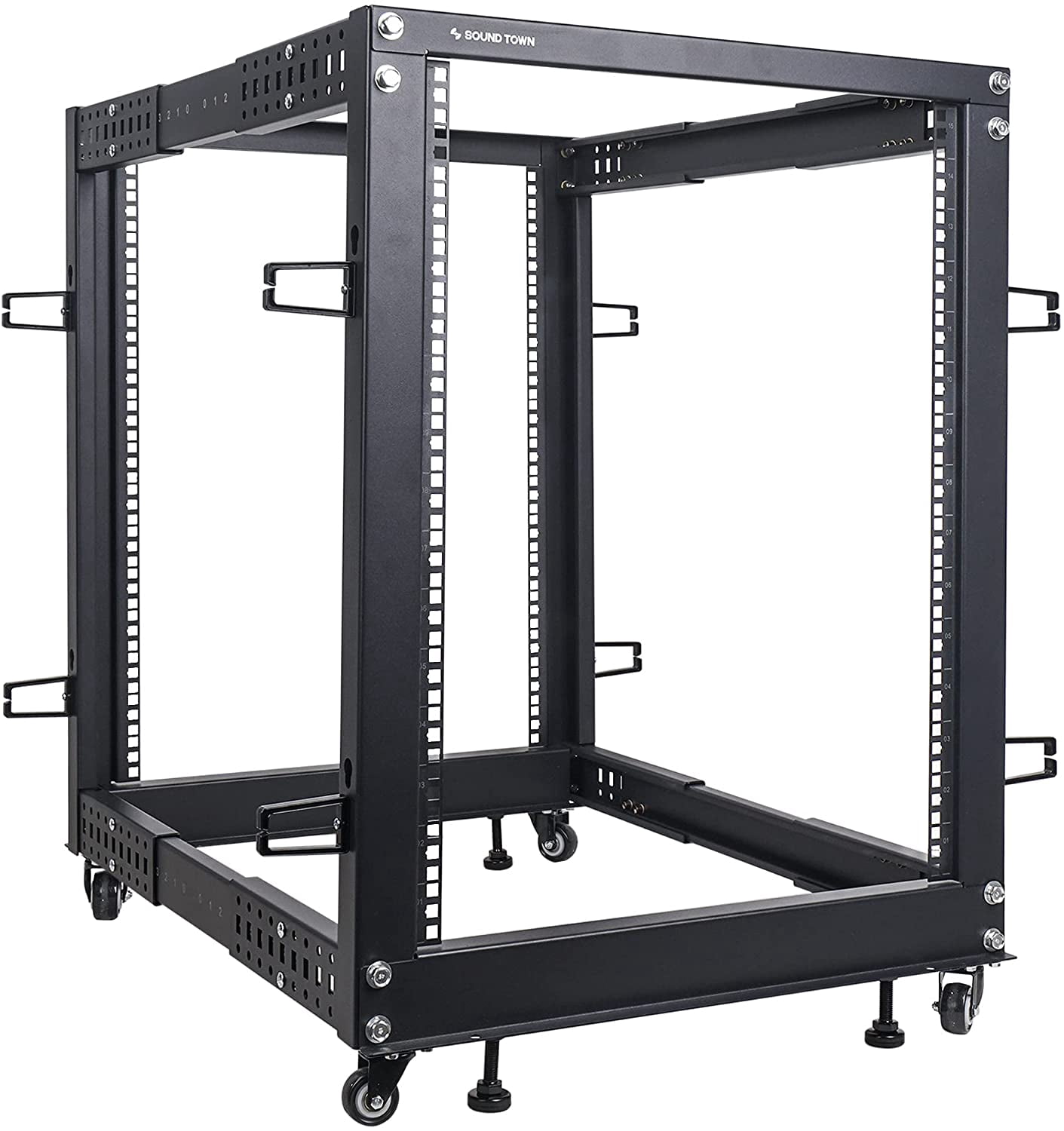 Network Rack Leveler Sound Town 4-Post 15U Open Frame Sever and Network Equipment Rack with ...