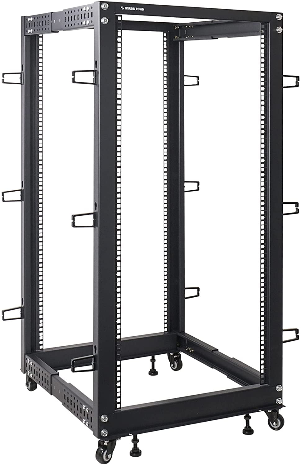 Network Rack Forcaster Sound Town 4-Post 25U Open Frame Sever and Network Equipment Rack with ...