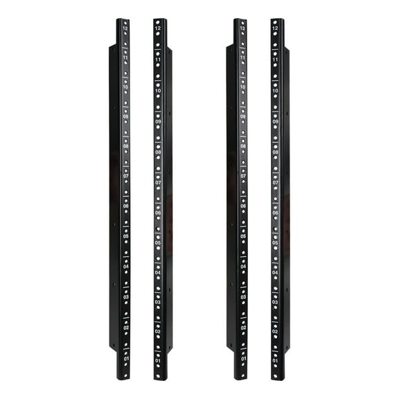 Sound Town 4-pack 12U Steel Rack Rails, with Black Powder Coated Finish and Screws (ST-RR-12UX2)