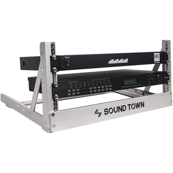 Sound Town 4U Aluminum 2-Post Desktop Open-Frame Rack, Angle Adjustable ...
