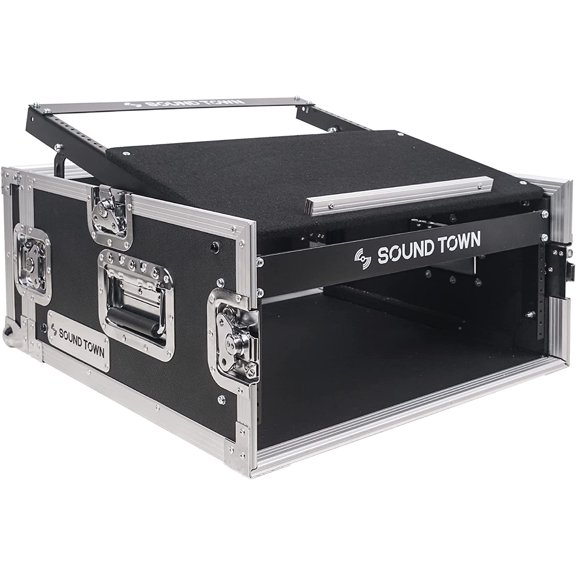 Sound Town 4U Pro Audio Rack Case 11U Slant Mixer Top, 20.2" Depth, ATA Tour Grade (STMR-4U)