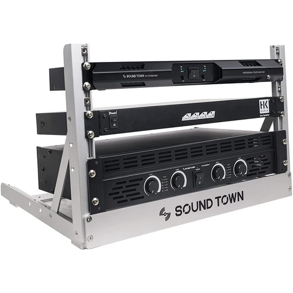 Sound Town 6U Aluminum 2-Post Desktop Open-Frame Rack, Angle Adjustable, for Audio/Video, Network Switches, Routers, Patch Panels (2PF-6A)