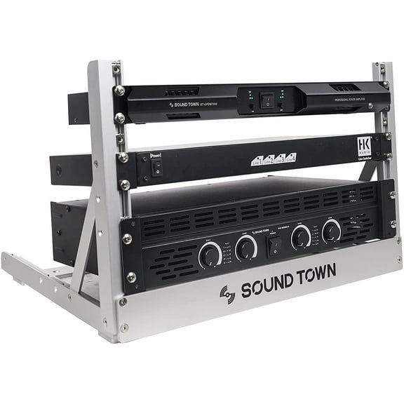 Sound Town 6U Aluminum 2-Post Desktop Open-Frame Rack, Angle Adjustable, for Audio/Video, Network Switches, Routers, Patch Panels (2PF-6A)