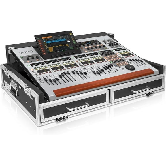 Sound Town ATA Plywood Mixer Case with Interior Foam Protection, Doghouse, 2 Drawers, and Caster Wheels for Behringer WING 48 Mixer Console (STRC-WING48)