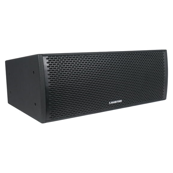 Sound Town All-Weather Dual 8 Water-Resistant Passive Line Array Loudspeaker with 3 Titanium Compression Driver, Full Range/Bi-amp Switchable, Black (ZETHUS-IP208)