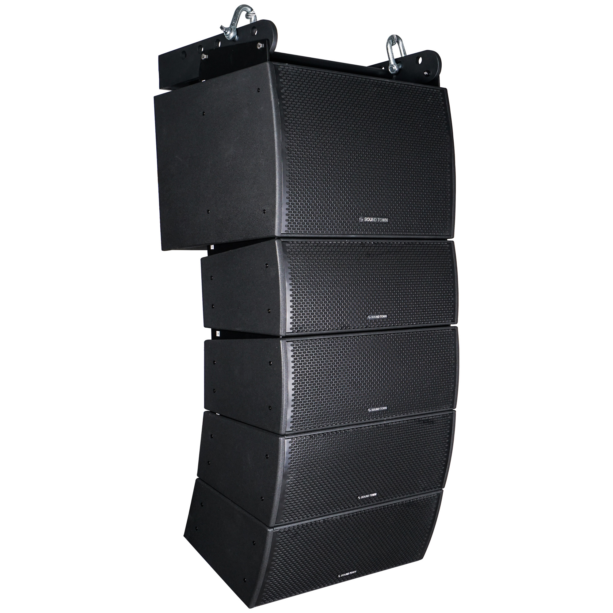 Sound Town All-Weather Line Array System with 15-inch Water-Resistant Line Array Subwoofer, Four Compact Dual 8-inch Line Array PA Speakers, Full Range/Bi-amp Switchable, Black (ZETHUS-IP115S208X4) - image 1 of 8