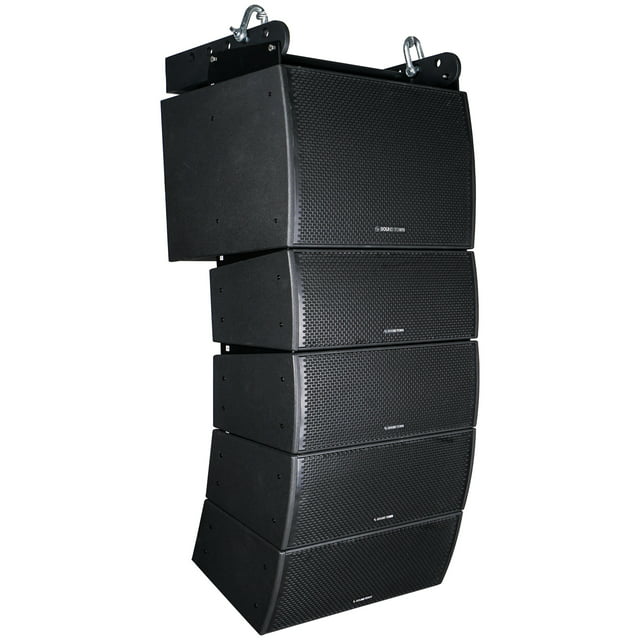Sound Town All-Weather Line Array System with 15-inch Water-Resistant Line Array Subwoofer, Four Compact Dual 8-inch Line Array PA Speakers, Full Range/Bi-amp Switchable, Black (ZETHUS-IP115S208X4)