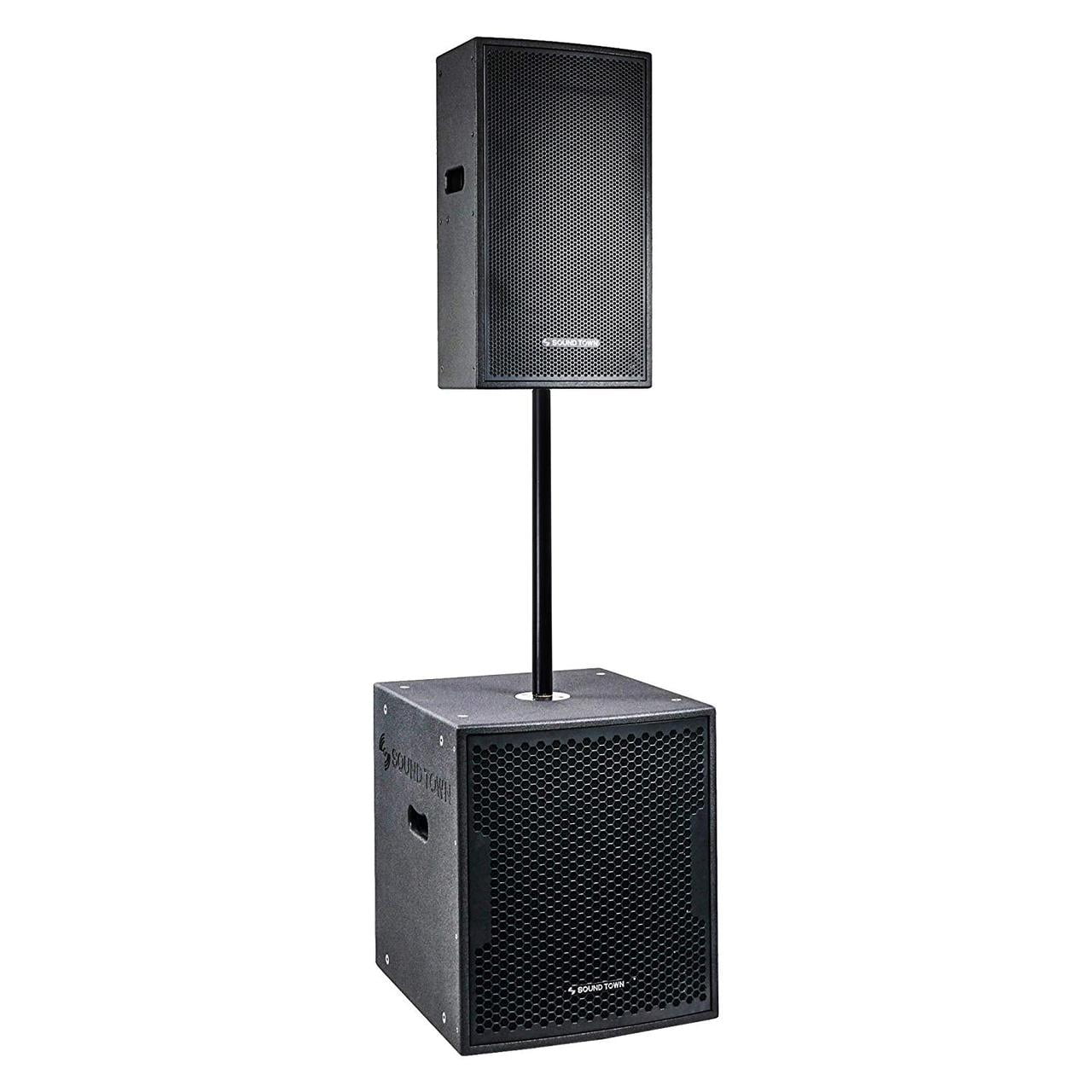 Powered Pa Speakers With Subwoofer Sound Town CARME Series Powered PA Speaker and Subwoofer Combo Set with