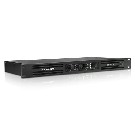 Sound Town Class-D 4-Channel PA/DJ Power Amplifier, 4 x 720W RMS at 4-ohm, 1U rack space, Aluminum Panel for Conference Installations (NIX-D4800)