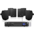 thumbnail image 1 of Sound Town Commercial Restaurant Bluetooth Amplifier + Surface-Mount Speaker Set, with One 6-Zone 70V/100V Amplifier with Bluetooth, 6 x 4.5-Inch Surface-Mount Speakers, Black (PAC180X6TV4B), 1 of 9