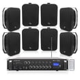 thumbnail image 1 of Sound Town Commercial Restaurant Bluetooth Amplifier + Surface-Mount Speaker Set, with One 6-Zone 70V/100V Amplifier with Bluetooth, 8 x 6.5-Inch Surface-Mount Speakers, Black (PAC360X8MS6B), 1 of 10