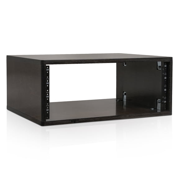 Sound Town DIY 4U Desktop Studio Rack for Home Studio and Recording Room, Baltic Birch Plywood, Black Espresso (SDRK-Y4D)