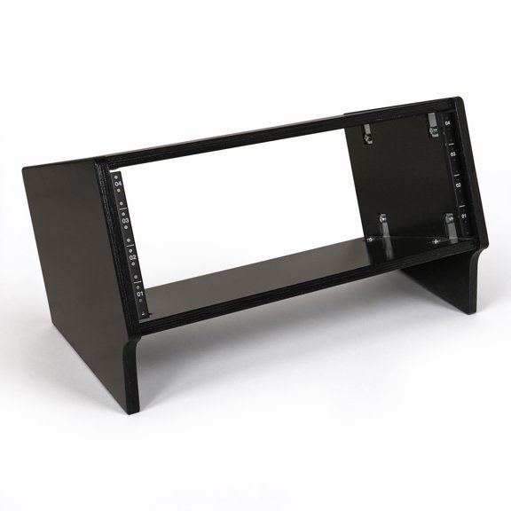 Sound Town DIY 4U Slanted Desktop Turret Studio Rack, 12.6" Rackable Depth, Baltic Birch Plywood for Home Studio and Recording Room, Black Espresso (SDRK-4SLD)