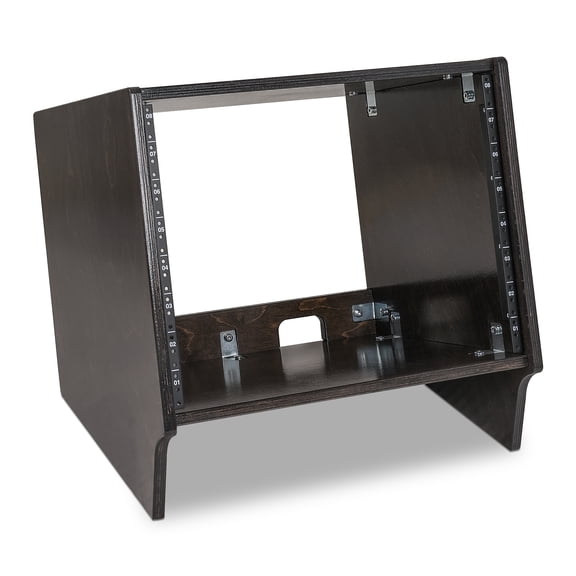 Sound Town DIY 8U Angled Desktop Turret Studio Rack for Home Studio and Recording Room, Baltic Birch Plywood, Black Espresso (SDRK-8SLD)