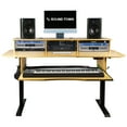 thumbnail image 1 of Sound Town DIY Music Studio Desk Workstation Furniture, Electric Height Adjustable, 3x4U Rack Space & Top Shelf, Sliding Piano Keyboard Tray, All Plywood, Golden Oak, (SDRK-SD1), 1 of 7
