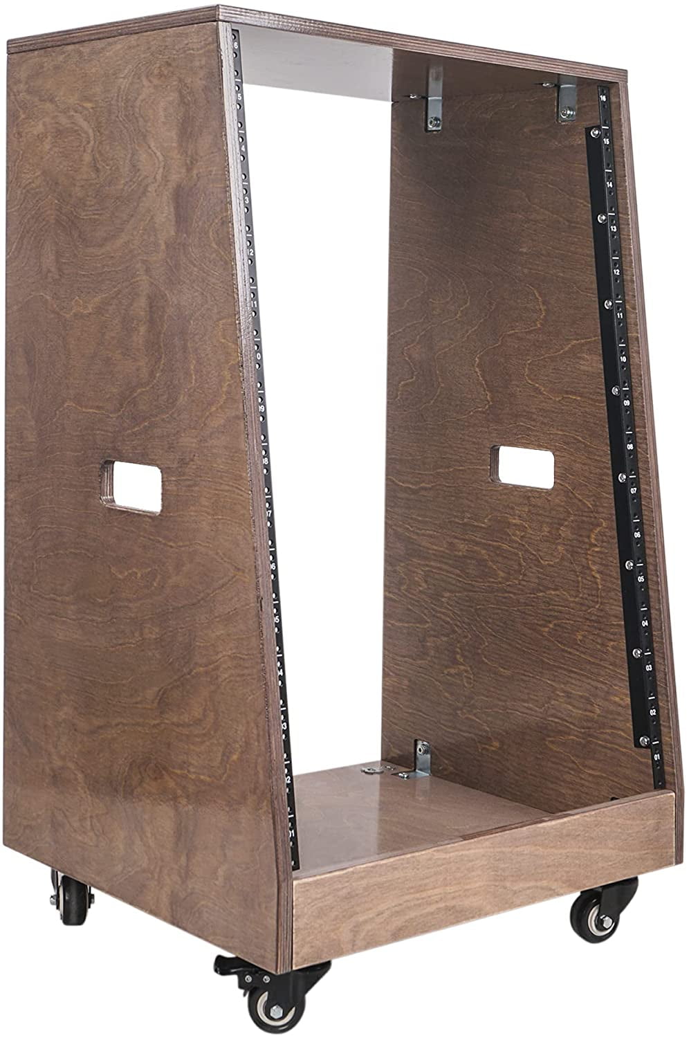 Sound Town DIY Slanted 16U Studio Rack, Plywood, Weathered Gray, Rubber ...