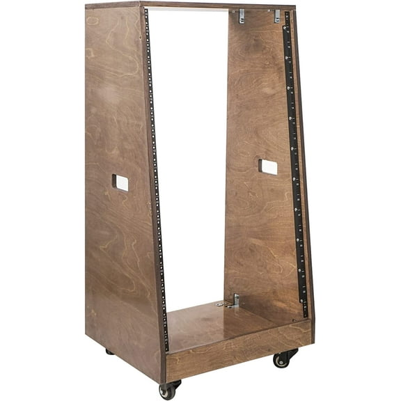 Sound Town DIY Slanted 20U Studio Rack, Plywood, Weathered Gray, with Rubber Feet, Casters (SDRK-20TB)