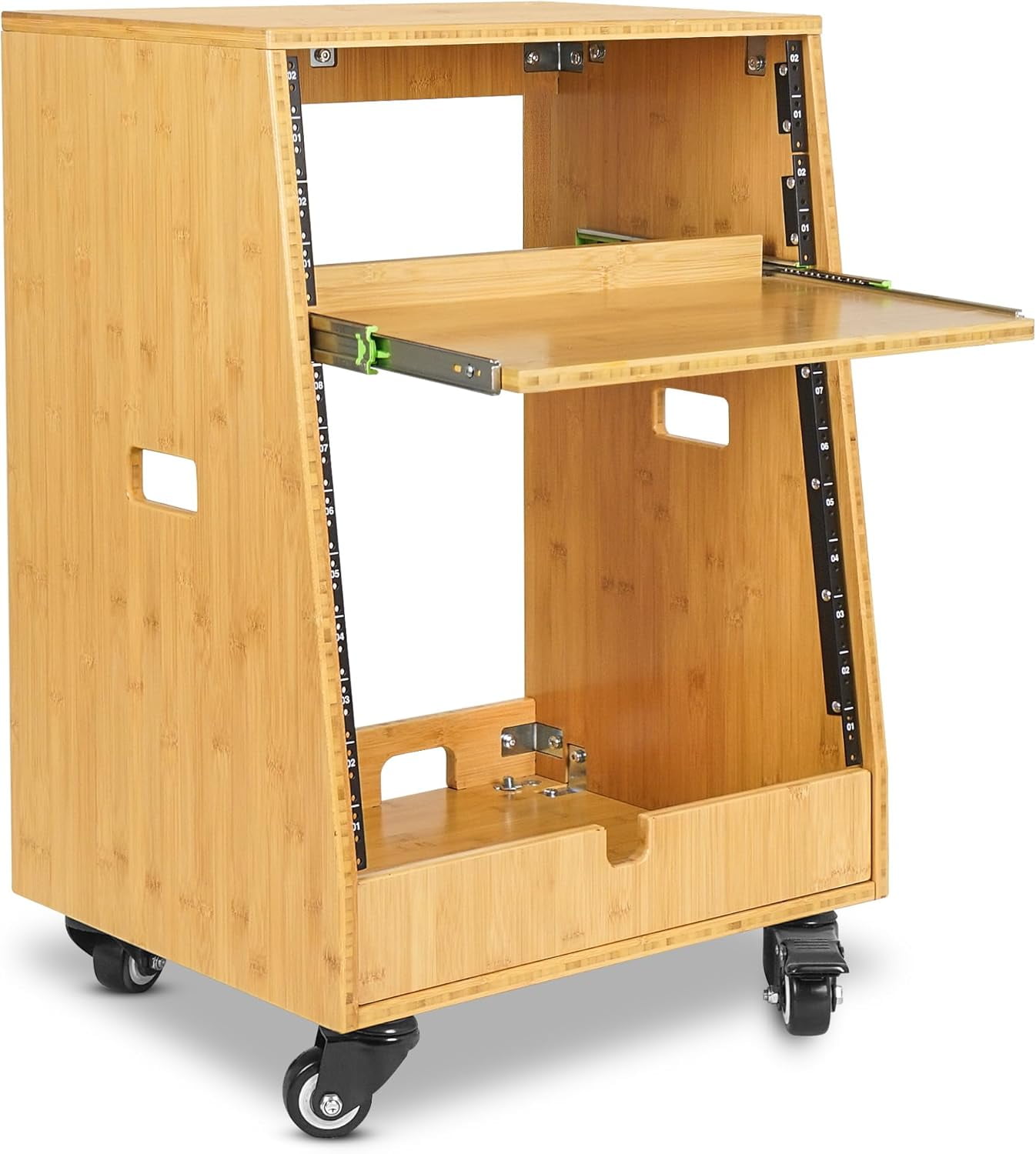 Sound Town DIY Solid Carbonized Bamboo Slanted 12U Studio Rack (4U Top ...