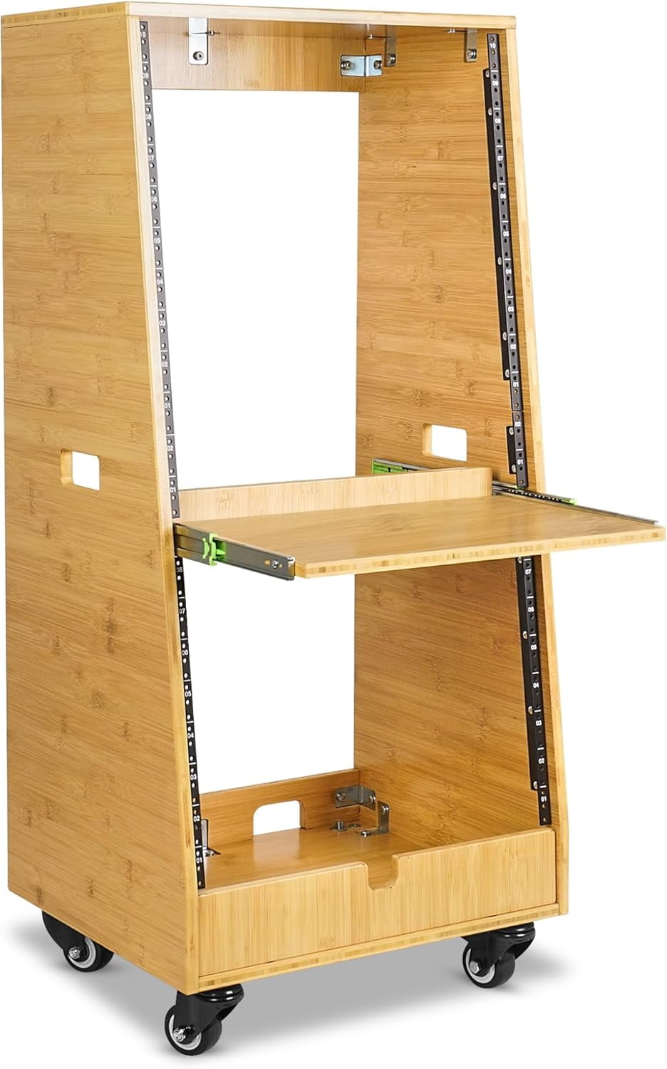 Sound Town DIY Solid Carbonized Bamboo Slanted 20U Studio Rack (12U Top ...
