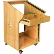 Sound Town DIY Solid Carbonized Bamboo Studio Rack with 11U Slant Mixer Top, 10U Front, 2U Drawer, Rubber Feet, Casters, for Recording Room, PA/DJ Equipment, Home-Audio (STBR-M11X10)
