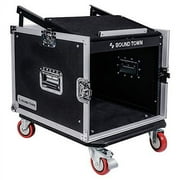 Sound Town Enhanced Thickness 1/2 12mm Plywood 8U Audio Rack/Road ATA Case with 11U Slant Mixer Top, 20 Rackable Depth, Casters, 8 Space Size, Pro Tour Grade STMR-8UW