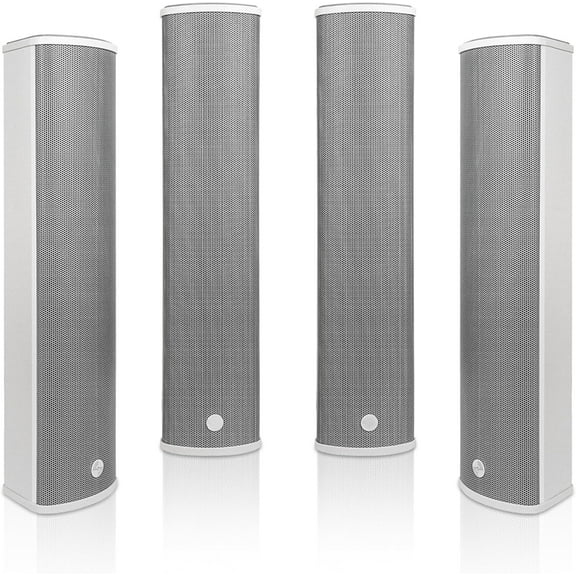 Sound Town Four 70V/100V 4x5 Weather-Resistant Column Array Passive Speakers, with IP55-rated Aluminum Enclosure, for Home & Commercial Installations, Grey (TARVOS-CL45GX4)