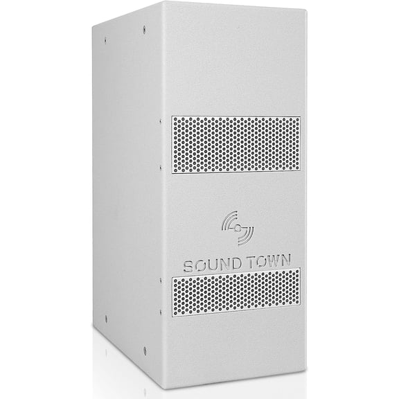 Sound Town Dual 8" IP55 Weatherproof Subwoofer with Folded Horn Design for Outdoor Installations, Gray (TITAN-S28G)