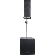 Sound Town Line Array Speaker System with One 18 Powered Subwoofer w/DSP and Speaker Output, Two 6 x 3 Line Array Speakers, Black CARME-18M3