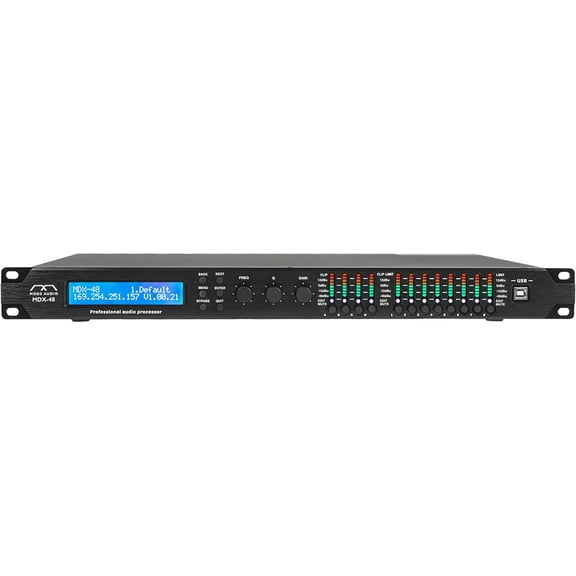 Sound Town MODE Audio 4x8 FIR DSP, Speaker System Processor, Line Array Management with Display, Support Dante/AES (MDX-48)