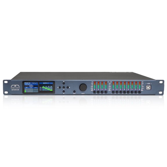 Sound Town MODE Audio 4x8 FIR DSP Speaker System Processor for Line Array Management, Factory Presets, Supports Dante/AES (MTD48-D8)