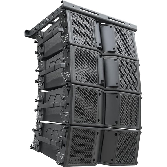 "Sound Town MODE Audio Four Dual 8"" 1400W Weatherproof Line Array Loudspeakers w/ Flying Frame, Variable Waveguide, LAVOCE Drivers, Bi-Amp, Black (FILA-VA28X4) "
