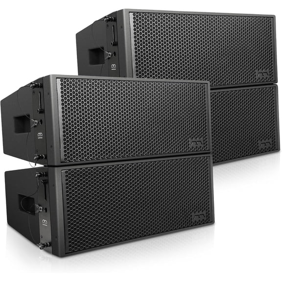 Sound Town Mode Audio 2 Pairs of Dual 10" Water-Resistant 3-Way 3100 Watts Full-Range Variable Curvature Line Array Speaker, with Neodymium Drivers, Bi-Amp, Black (FILA-WR210LMH-2PRS)