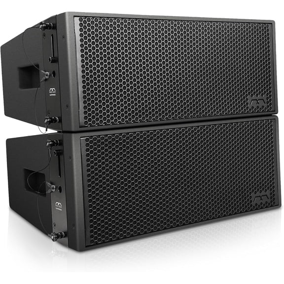Sound Town Mode Audio Pair of Dual 10" Water-Resistant 3-Way 3100 Watts Full-Range Variable Curvature Line Array Speaker, with Neodymium Drivers, Bi-Amp, Black (FILA-WR210LMH-PAIR)