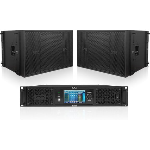 Sound Town Mode Audio Passive Line Array System with Two 6400W Dual 18" Subwoofers w/FaitalPRO Neodymium Drivers, One 2-Channel DSP Power Amplifier, Black (FL-218X2M302)