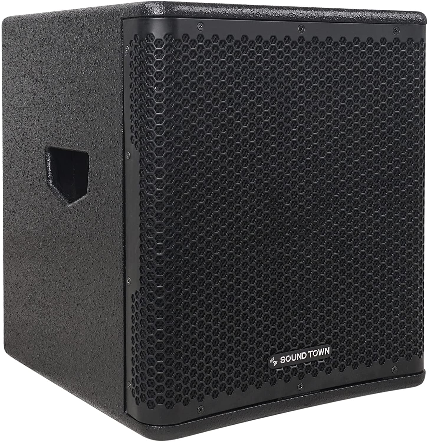 Sound Town OBERON Series 12" 800W Powered PA/DJ Subwoofer with Class-D Amplifier, LPF, Birch Plywood, Black (OBERON-12SPW)