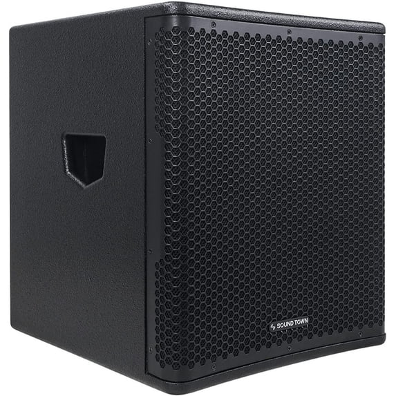 Sound Town OBERON Series 15" 1400W Powered PA/DJ Subwoofer with Class-D Amplifier, LPF and Selectable DSP Output Modes, 4" Voice Coil, 100 oz Magnet, Birch Plywood, Black (OBERON-15SPW)